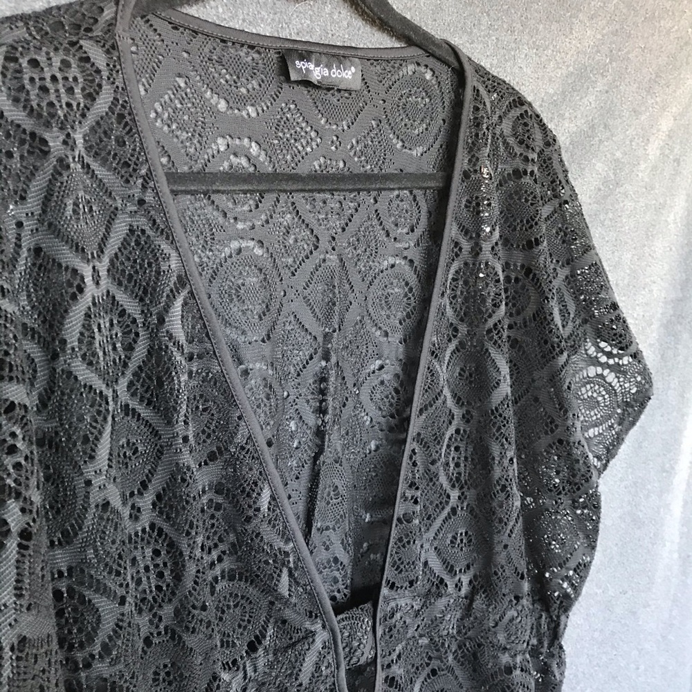 Black lace swim cover up
